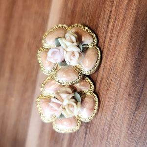 Porcelain Rose and Enamel Earrings